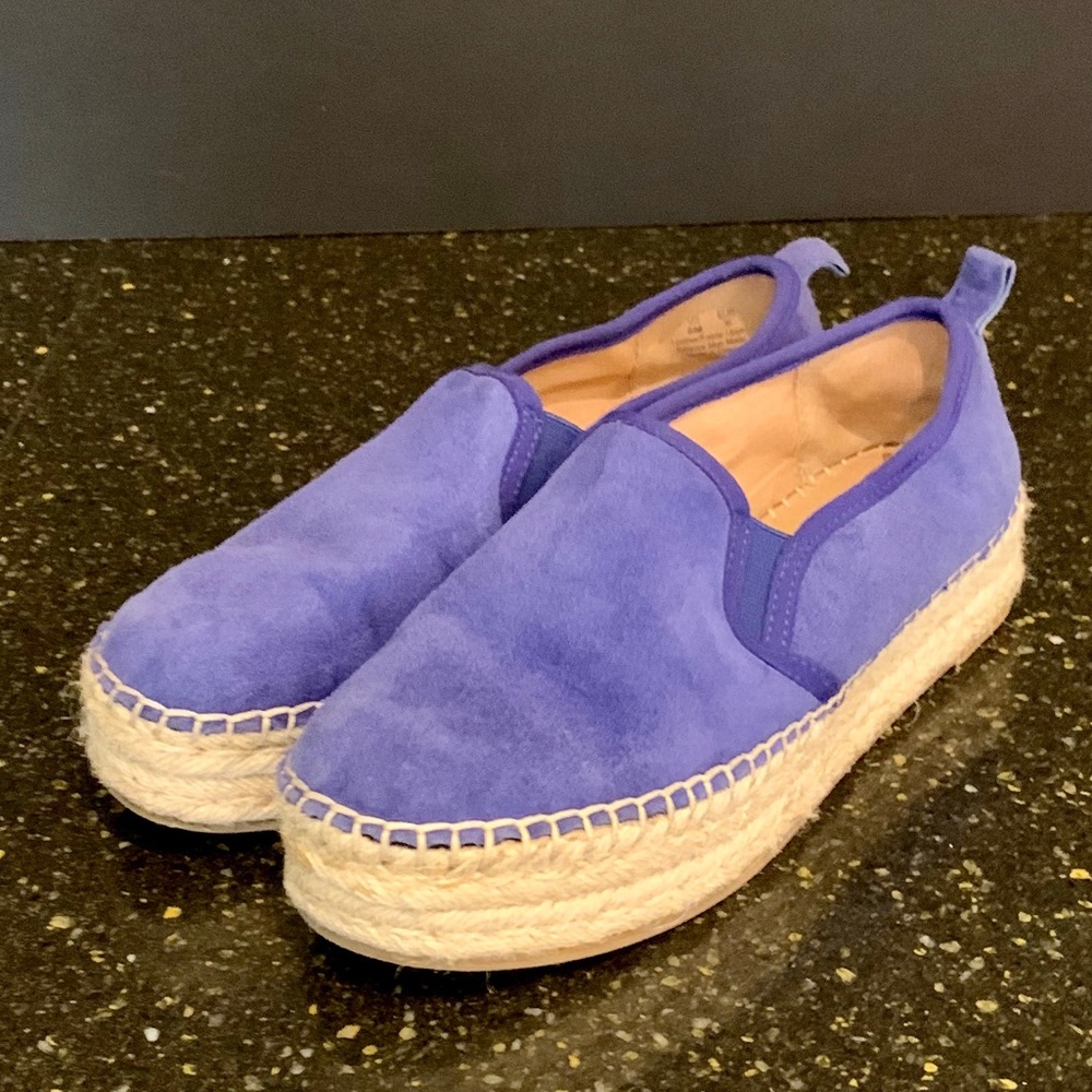 Sam Edelman Carrin Blue Suede Platform Espadrilles
